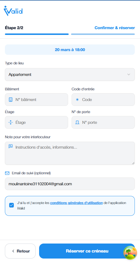 Confirmation de reservation